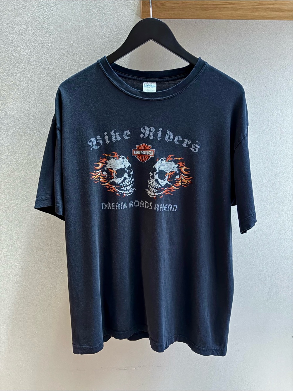 Harley Davidson VTG Y2K flaming skull Dream Roads Ahead T-shirt Ideal XL